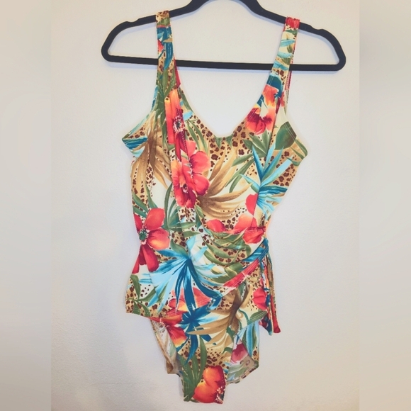 ISLANDER One Piece Tropical Swimsuit Sz 14 - Picture 1 of 10